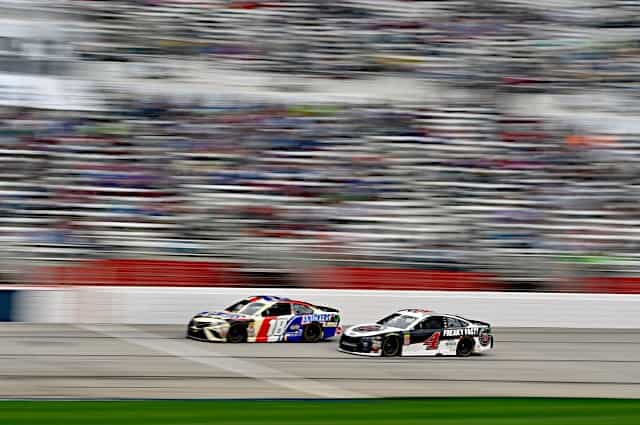 Kevin Harvick Kyle Busch Fastest In Auto Club Speedway Practices