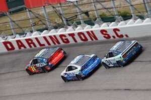 2022 NASCAR Cup race at Darlington William Byron, Hendrick Motorsports, Axalta Chevrolet Camaro, #3: Austin Dillon, Richard Childress Racing, Huk Performance Fishing Chevrolet Camaro, #34: Michael McDowell, Front Row Motorsports, Navage Nasal Care Ford Mustang NKP